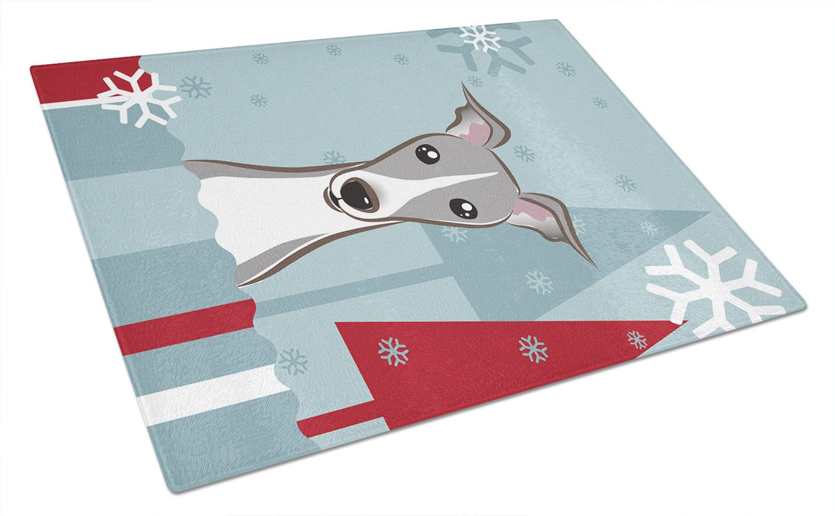 Winter Holiday Italian Greyhound Glass Cutting Board Large BB1732LCB by Caroline&#39;s Treasures