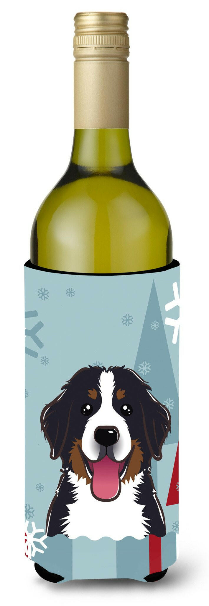 Winter Holiday Bernese Mountain Dog Wine Bottle Beverage Insulator Hugger BB1733LITERK by Caroline&#39;s Treasures