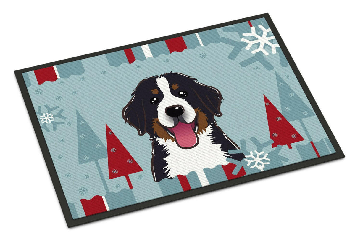 Winter Holiday Bernese Mountain Dog Indoor or Outdoor Mat 18x27 BB1733MAT - the-store.com