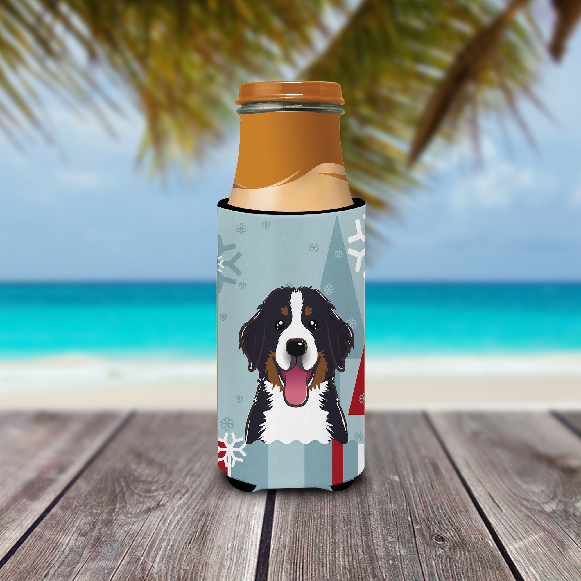 Winter Holiday Bernese Mountain Dog Ultra Beverage Insulators for slim cans BB1733MUK  the-store.com.