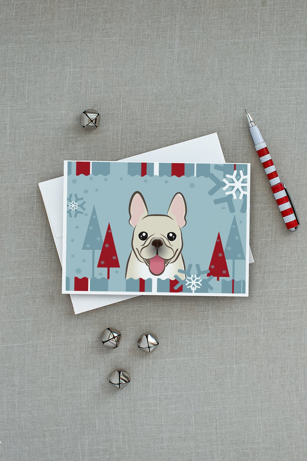 Winter Holiday French Bulldog Greeting Cards and Envelopes Pack of 8 - the-store.com