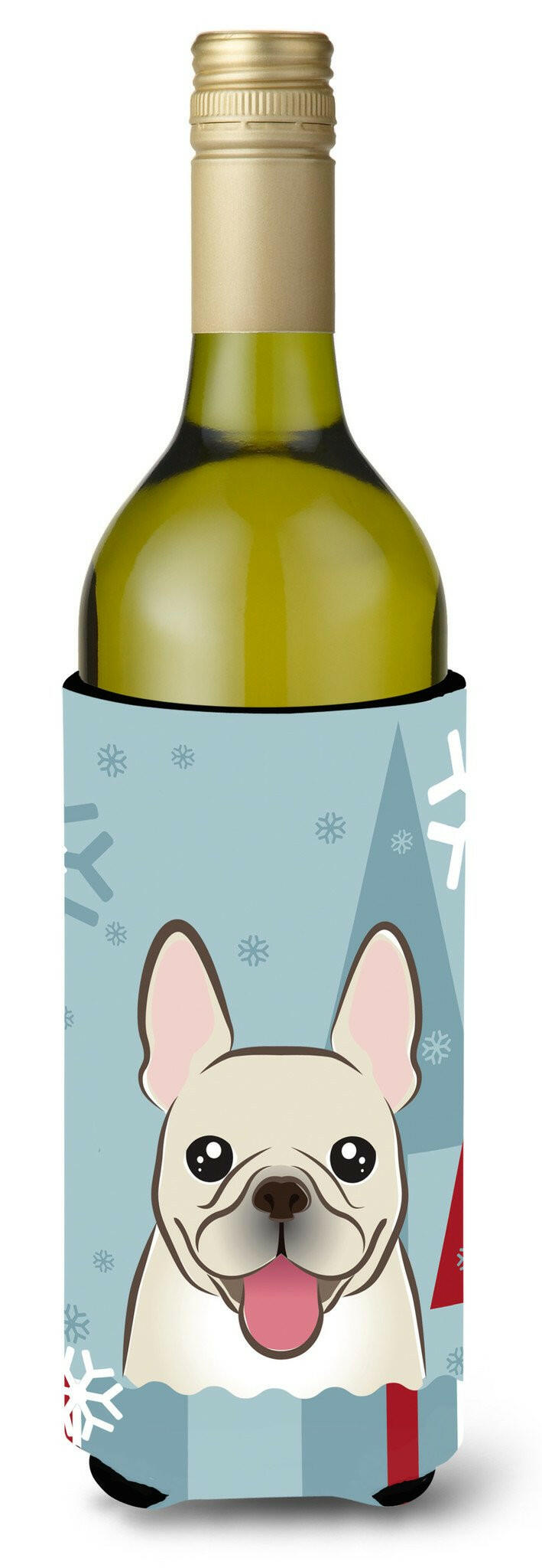 Winter Holiday French Bulldog Wine Bottle Beverage Insulator Hugger BB1734LITERK by Caroline's Treasures