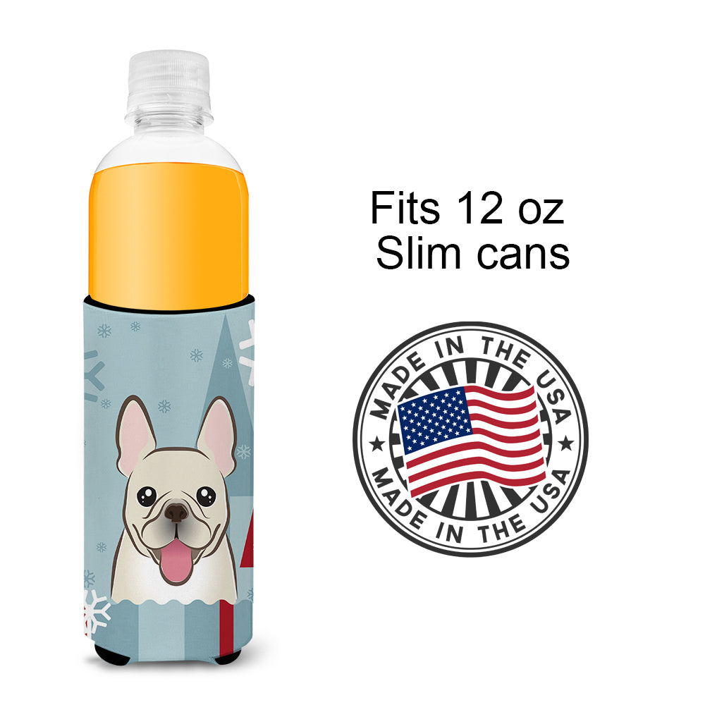 Winter Holiday French Bulldog Ultra Beverage Insulators for slim cans BB1734MUK