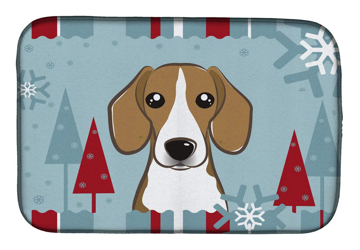 Winter Holiday Beagle Dish Drying Mat BB1735DDM  the-store.com.
