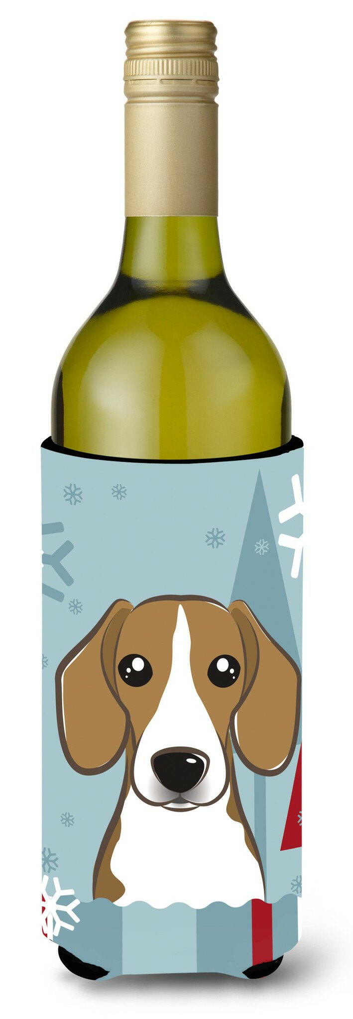 Winter Holiday Beagle Wine Bottle Beverage Insulator Hugger BB1735LITERK by Caroline&#39;s Treasures