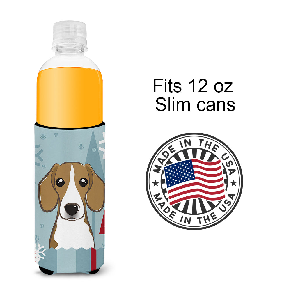 Winter Holiday Beagle Ultra Beverage Insulators for slim cans BB1735MUK  the-store.com.