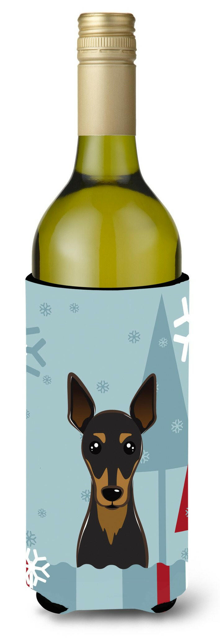 Winter Holiday Min Pin Wine Bottle Beverage Insulator Hugger BB1736LITERK by Caroline&#39;s Treasures