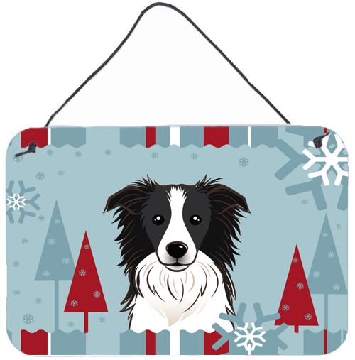 Winter Holiday Border Collie Wall or Door Hanging Prints BB1737DS812 by Caroline's Treasures