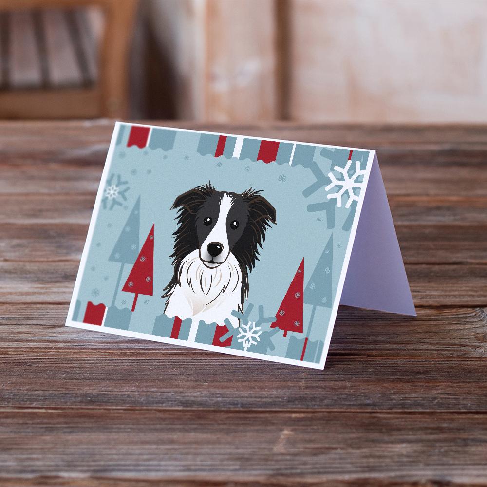 Winter Holiday Border Collie Greeting Cards and Envelopes Pack of 8 - the-store.com