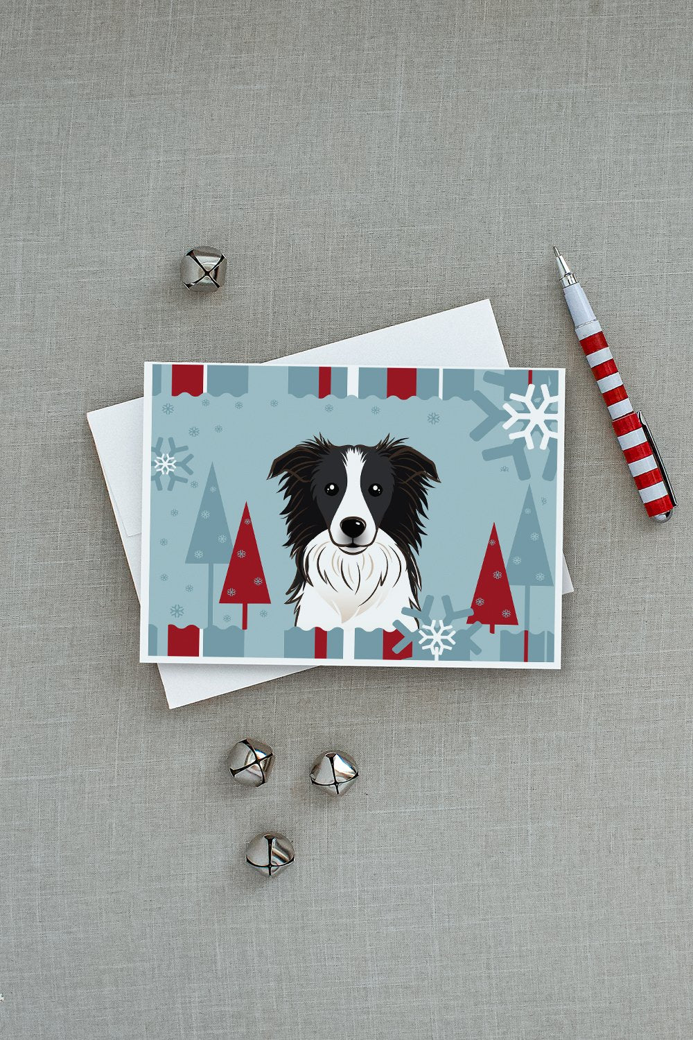 Winter Holiday Border Collie Greeting Cards and Envelopes Pack of 8 - the-store.com