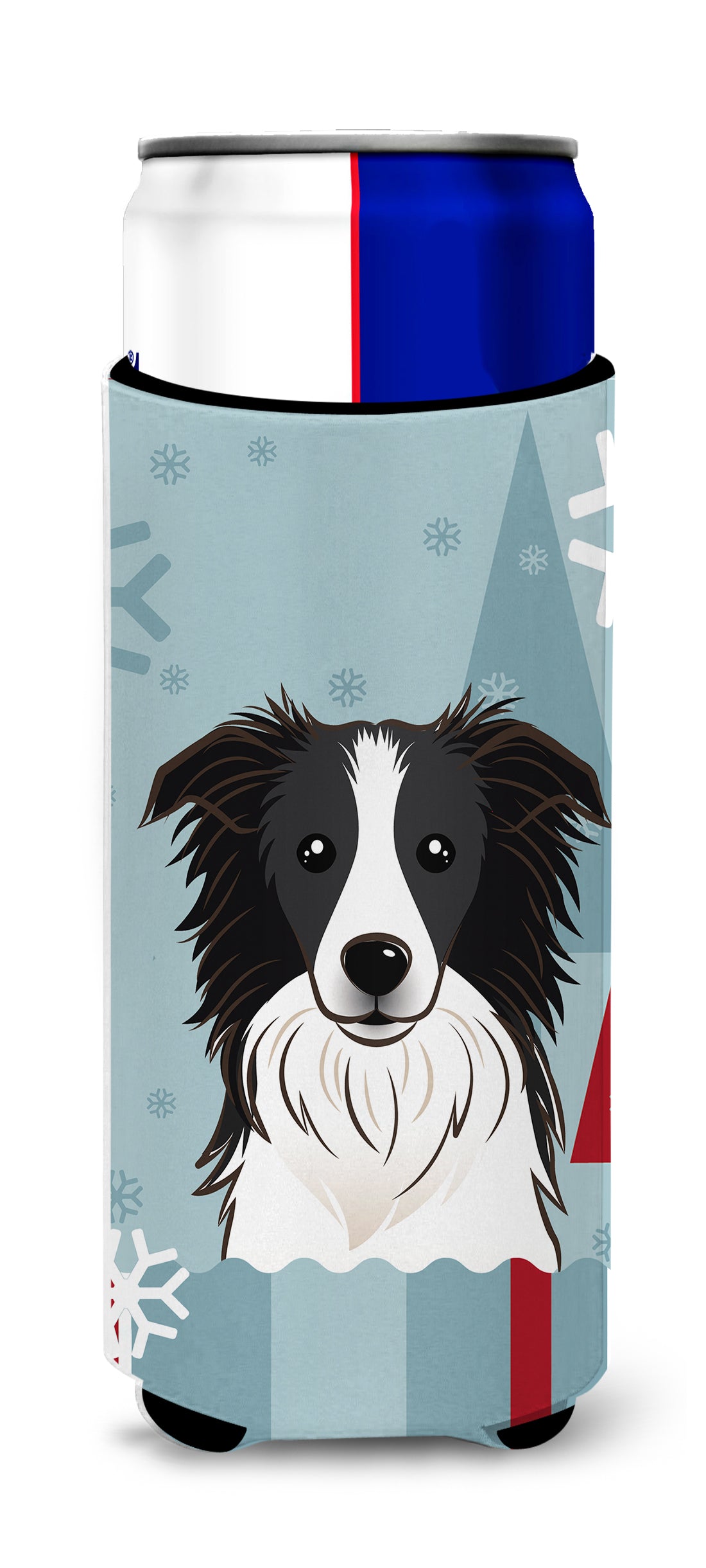 Winter Holiday Border Collie Ultra Beverage Insulators for slim cans BB1737MUK