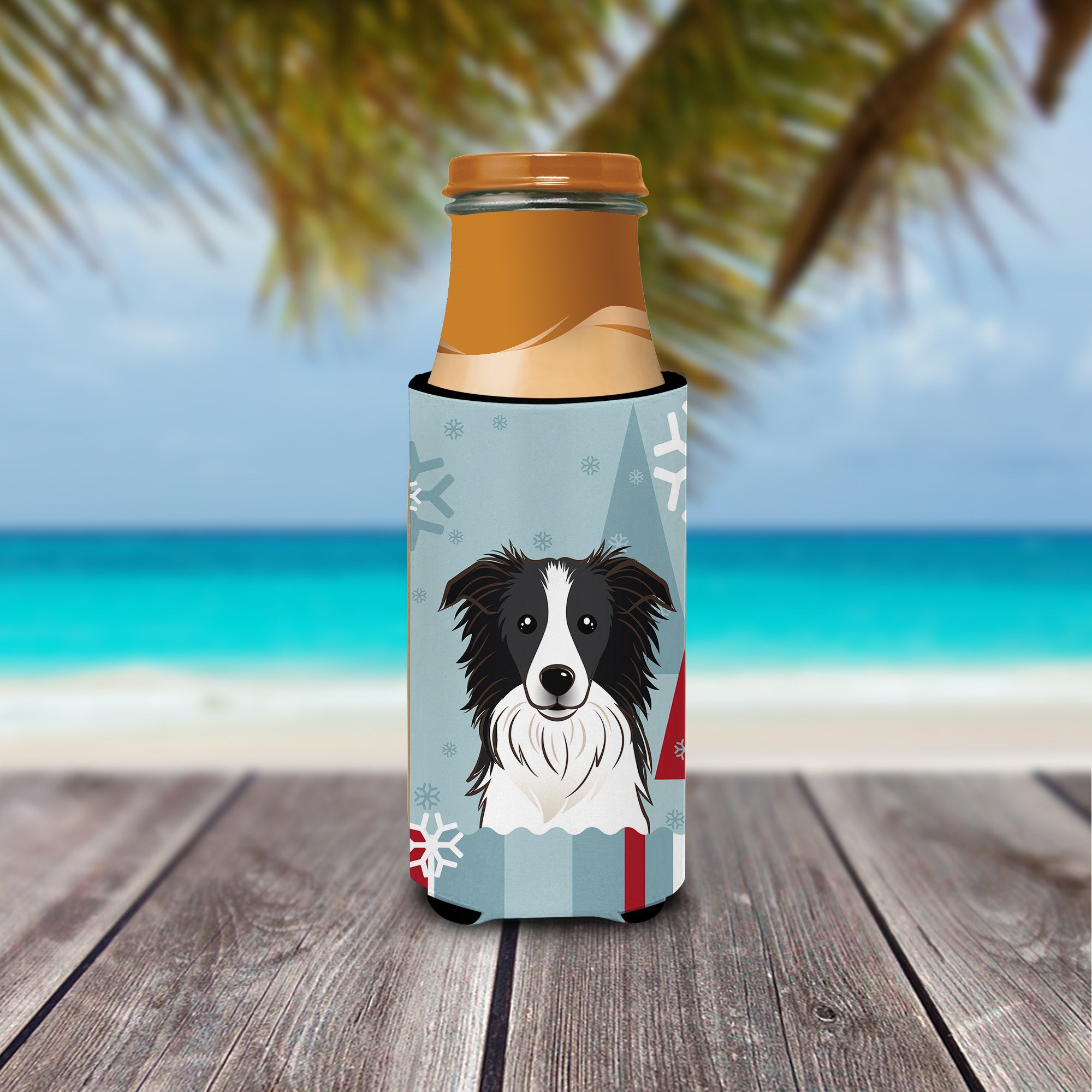 Winter Holiday Border Collie Ultra Beverage Insulators for slim cans BB1737MUK  the-store.com.