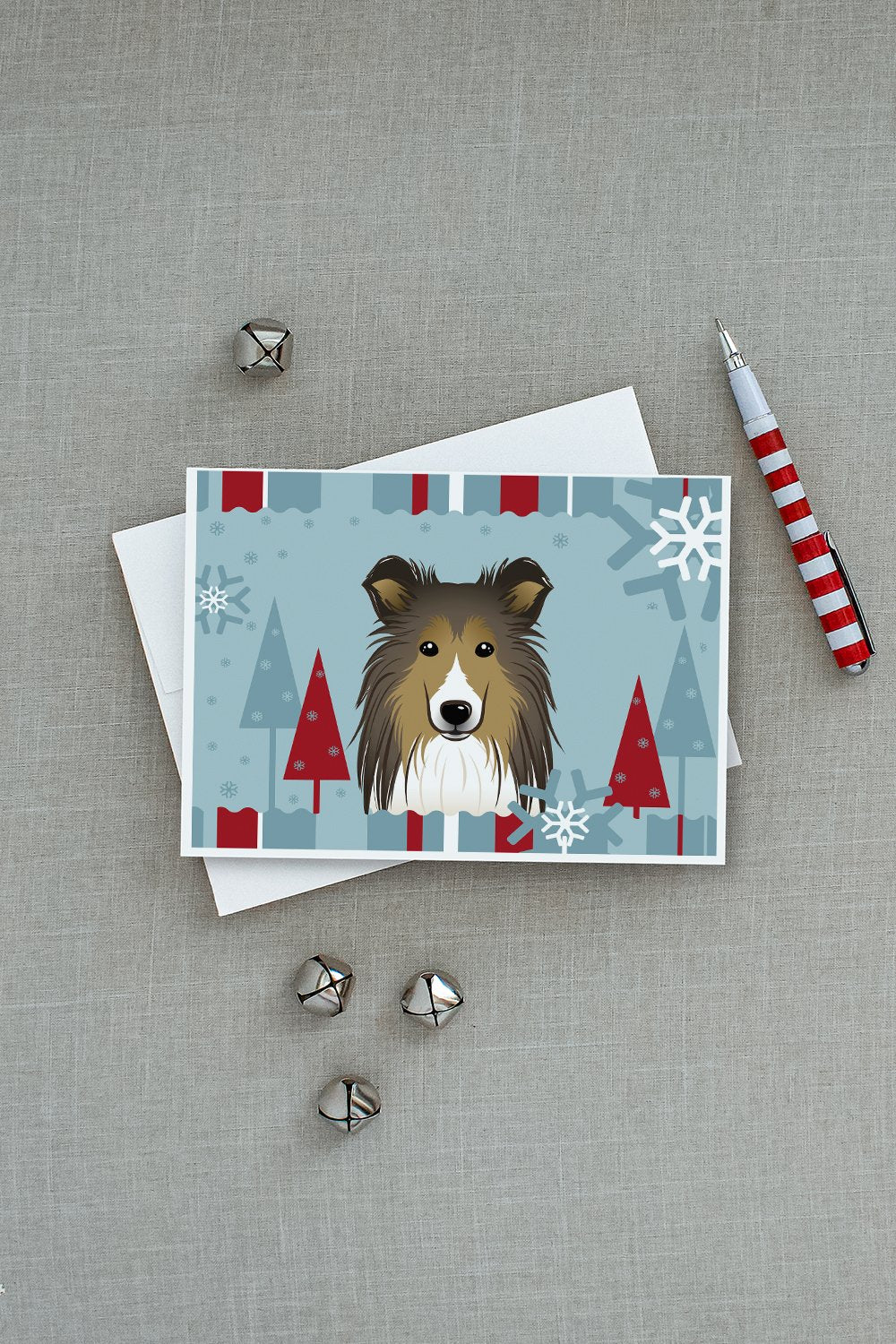 Winter Holiday Sheltie Greeting Cards and Envelopes Pack of 8 - the-store.com