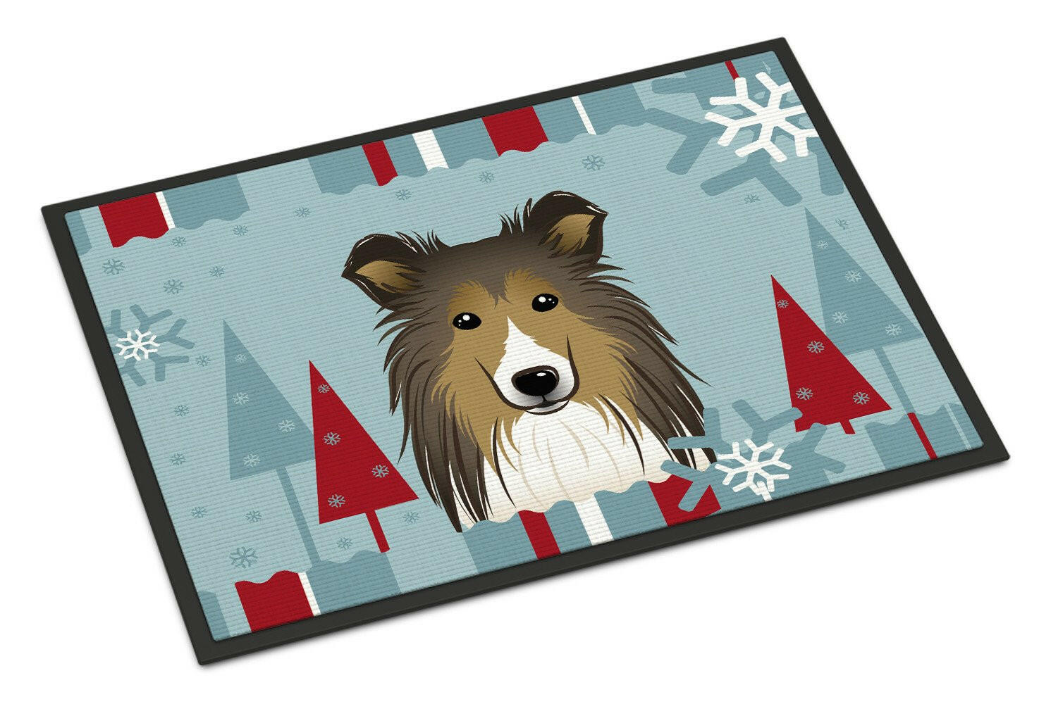 Winter Holiday Sheltie Indoor or Outdoor Mat 18x27 BB1738MAT - the-store.com