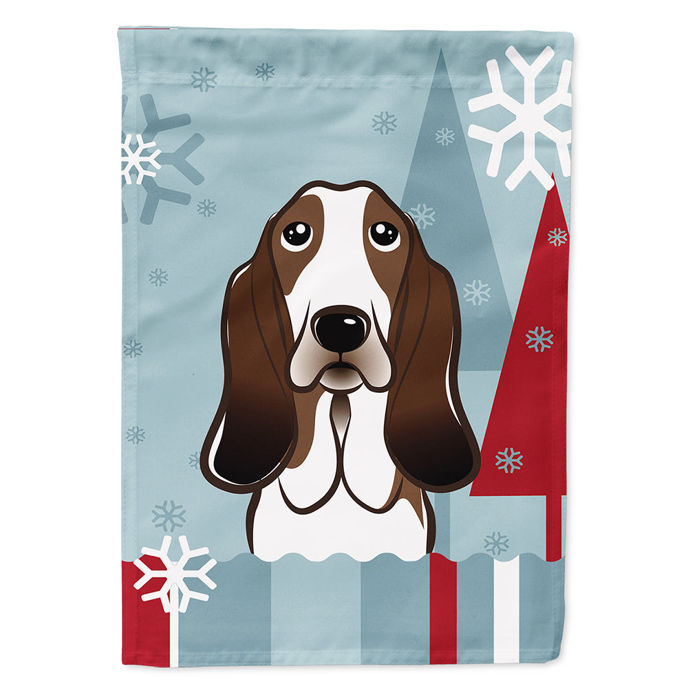 Winter Holiday Basset Hound Flag Canvas House Size BB1739CHF