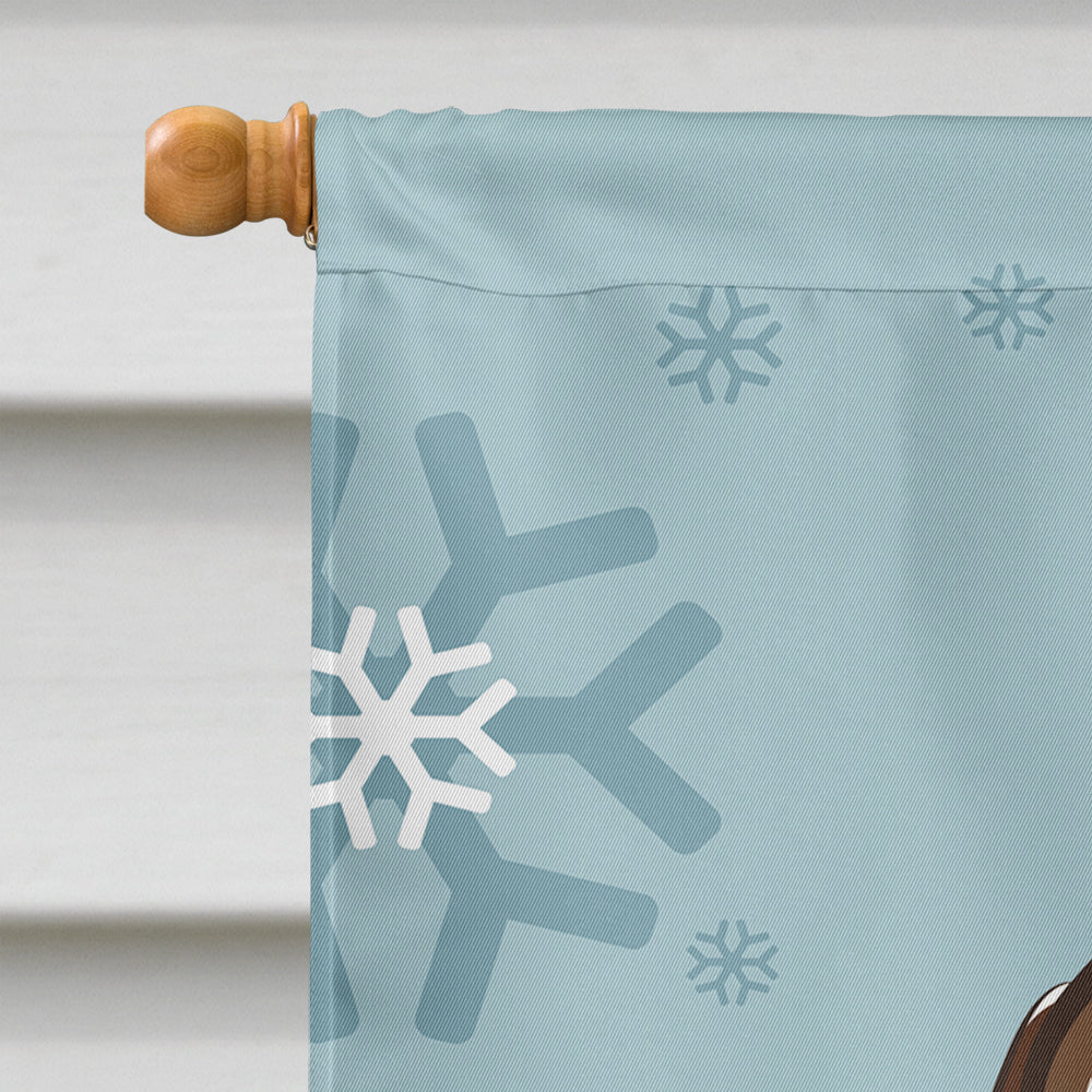 Winter Holiday Basset Hound Flag Canvas House Size BB1739CHF  the-store.com.