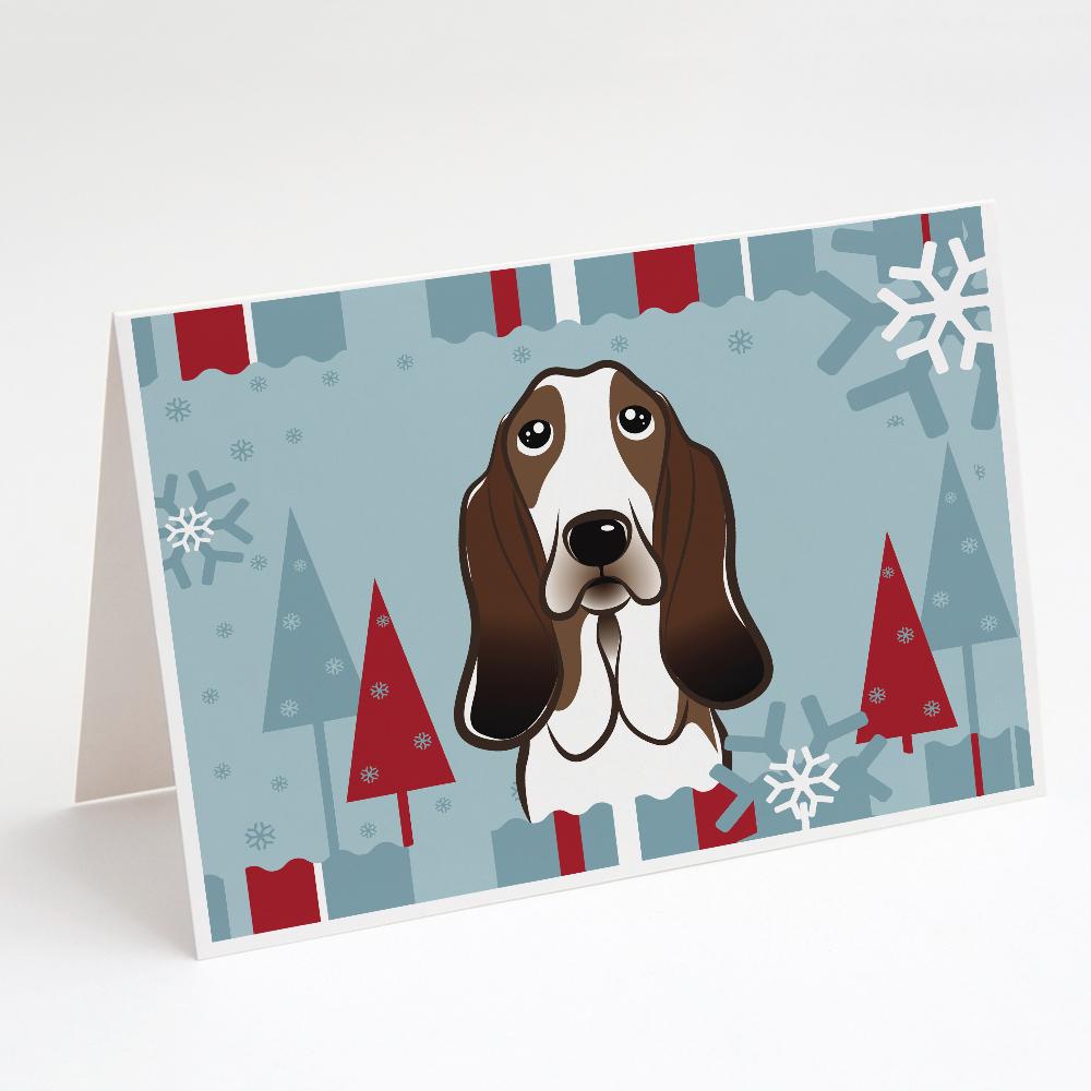 Buy this Winter Holiday Basset Hound Greeting Cards and Envelopes Pack of 8
