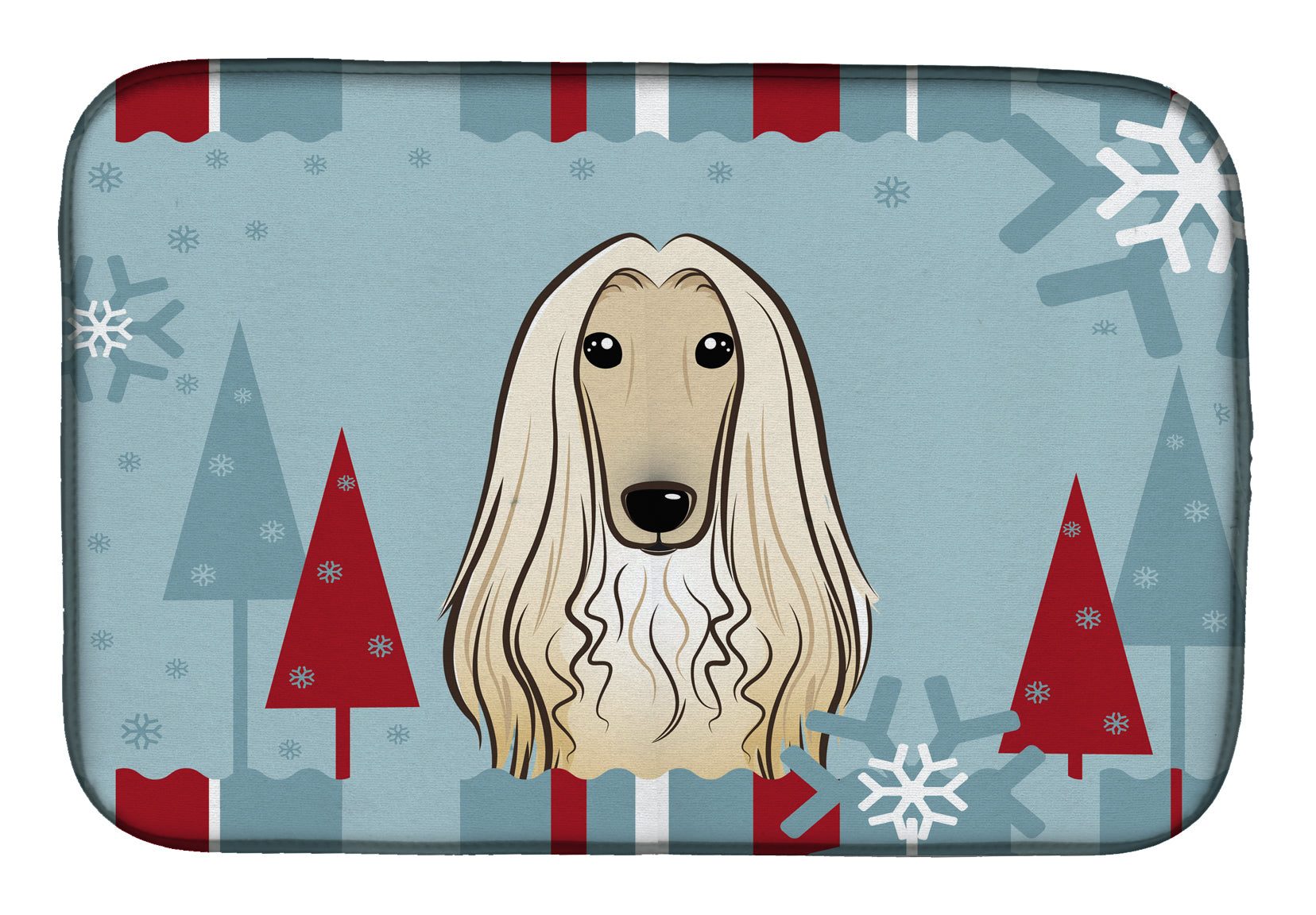 Winter Holiday Afghan Hound Dish Drying Mat BB1740DDM  the-store.com.