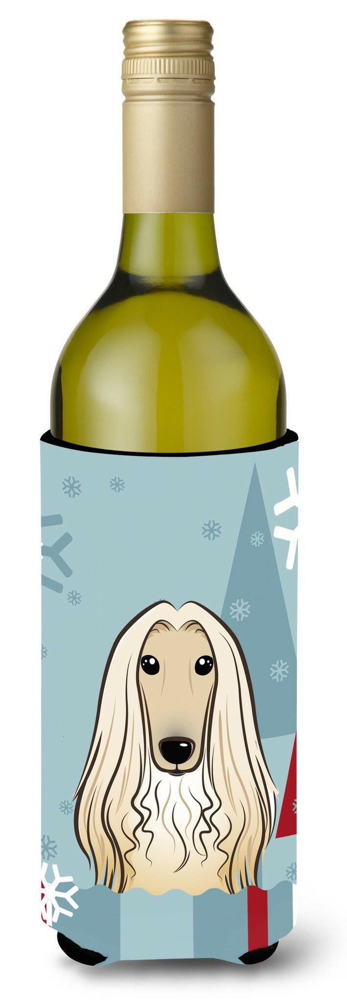 Winter Holiday Afghan Hound Wine Bottle Beverage Insulator Hugger BB1740LITERK by Caroline&#39;s Treasures