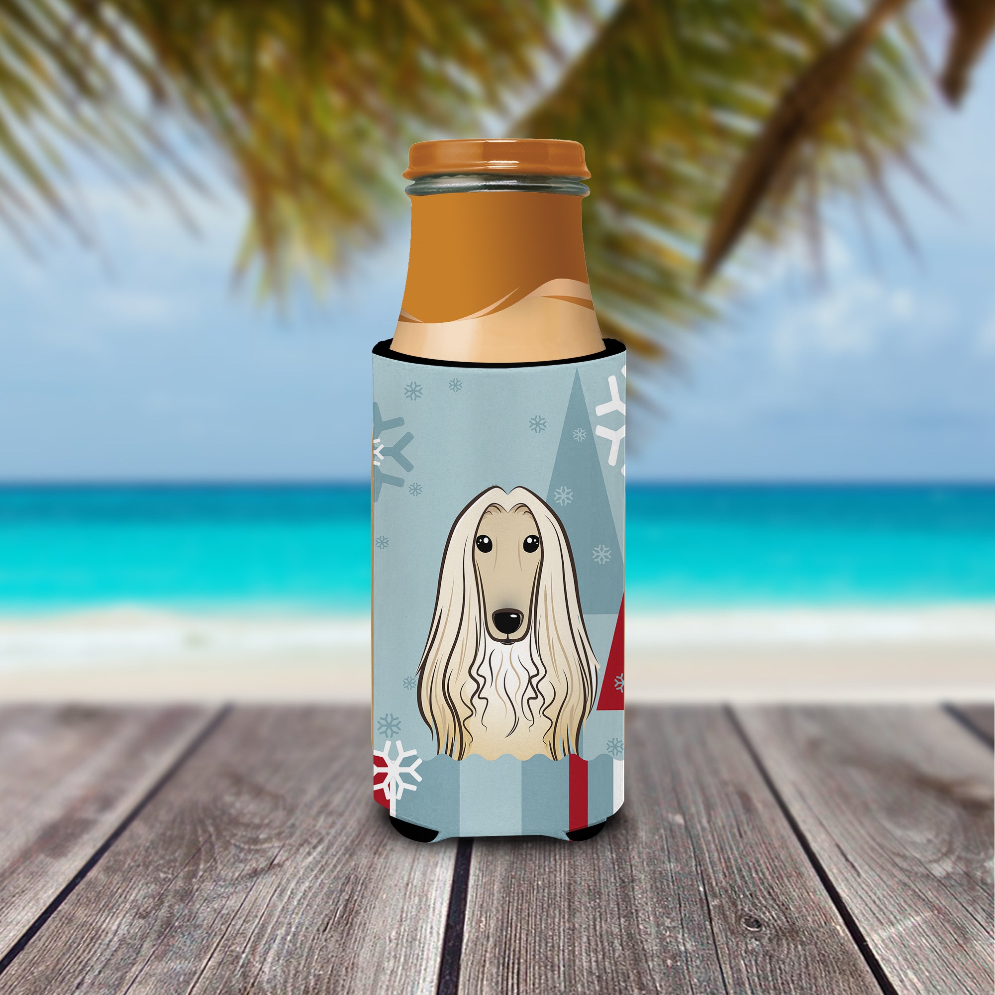 Winter Holiday Afghan Hound Ultra Beverage Insulators for slim cans BB1740MUK