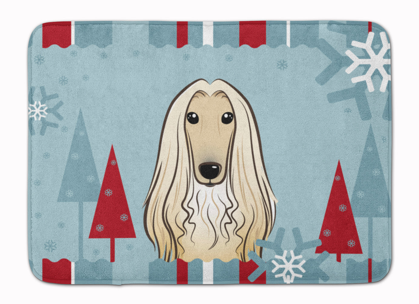 Winter Holiday Afghan Hound Machine Washable Memory Foam Mat BB1740RUG - the-store.com