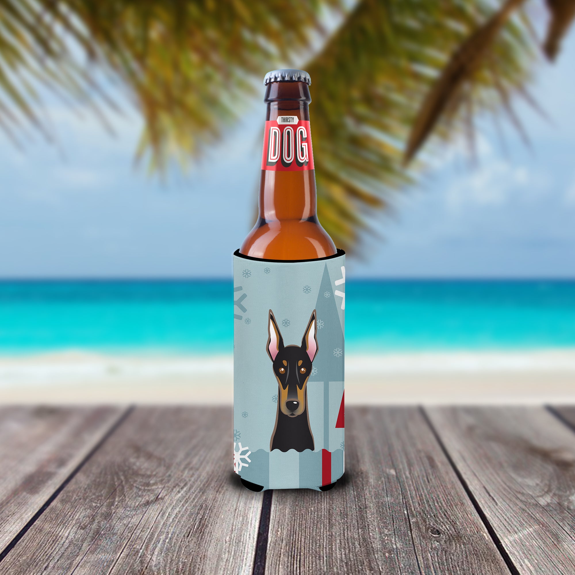 Winter Holiday Doberman Ultra Beverage Insulators for slim cans BB1741MUK  the-store.com.