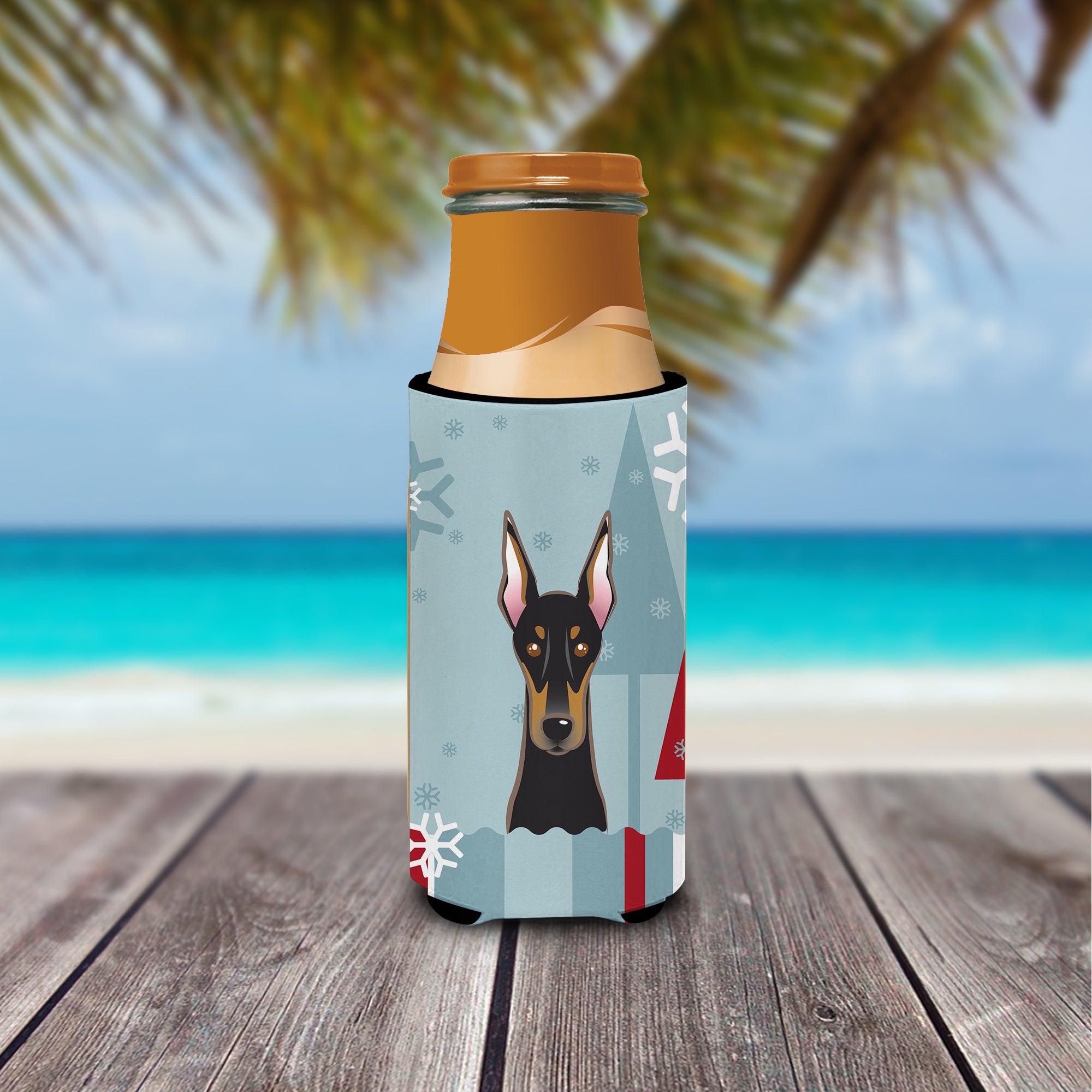 Winter Holiday Doberman Ultra Beverage Insulators for slim cans BB1741MUK  the-store.com.