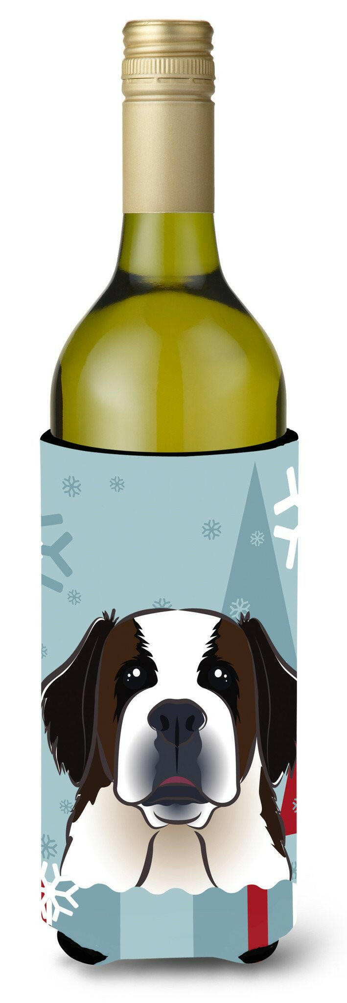 Winter Holiday Saint Bernard Wine Bottle Beverage Insulator Hugger BB1742LITERK by Caroline&#39;s Treasures