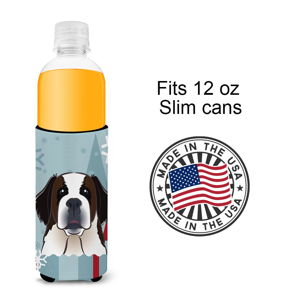 Winter Holiday Saint Bernard Ultra Beverage Insulators for slim cans BB1742MUK