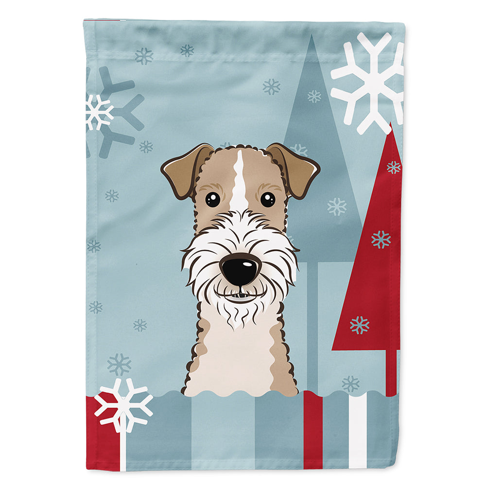 Winter Holiday Wire Haired Fox Terrier Flag Canvas House Size BB1743CHF  the-store.com.