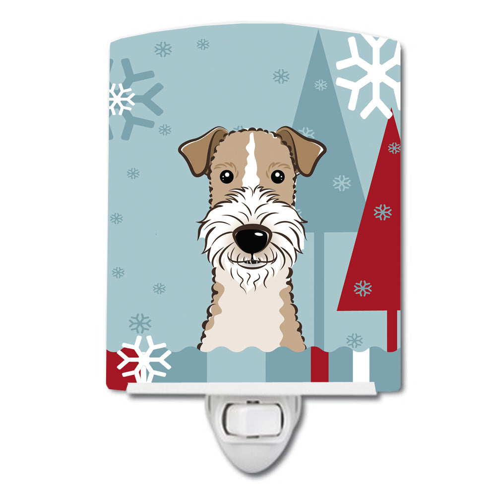 Winter Holiday Wire Haired Fox Terrier Ceramic Night Light BB1743CNL - the-store.com