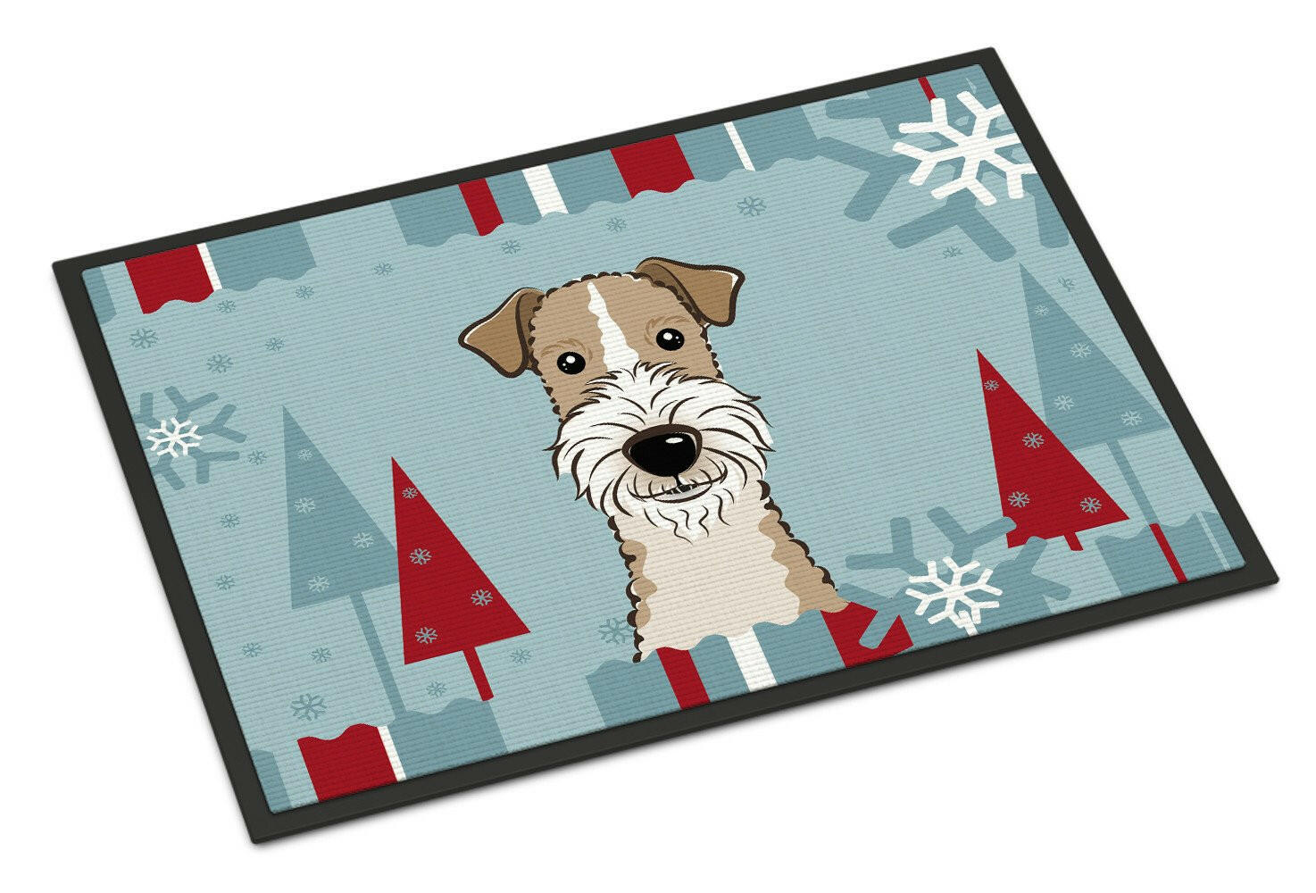 Winter Holiday Wire Haired Fox Terrier Indoor or Outdoor Mat 24x36 BB1743JMAT - the-store.com