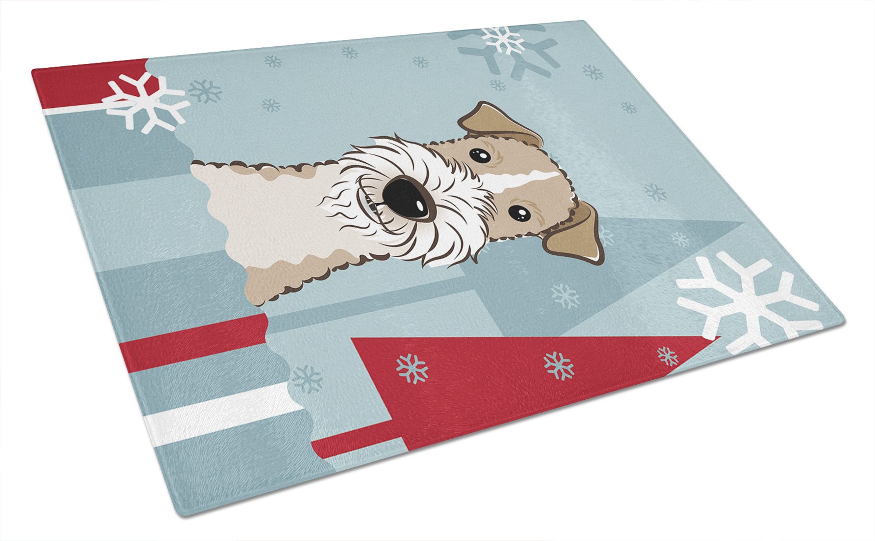 Winter Holiday Wire Haired Fox Terrier Glass Cutting Board Large BB1743LCB by Caroline's Treasures