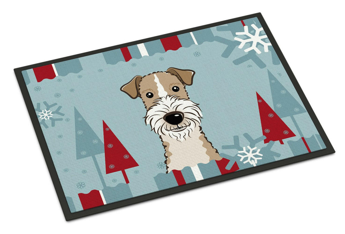 Winter Holiday Wire Haired Fox Terrier Indoor or Outdoor Mat 18x27 BB1743MAT - the-store.com