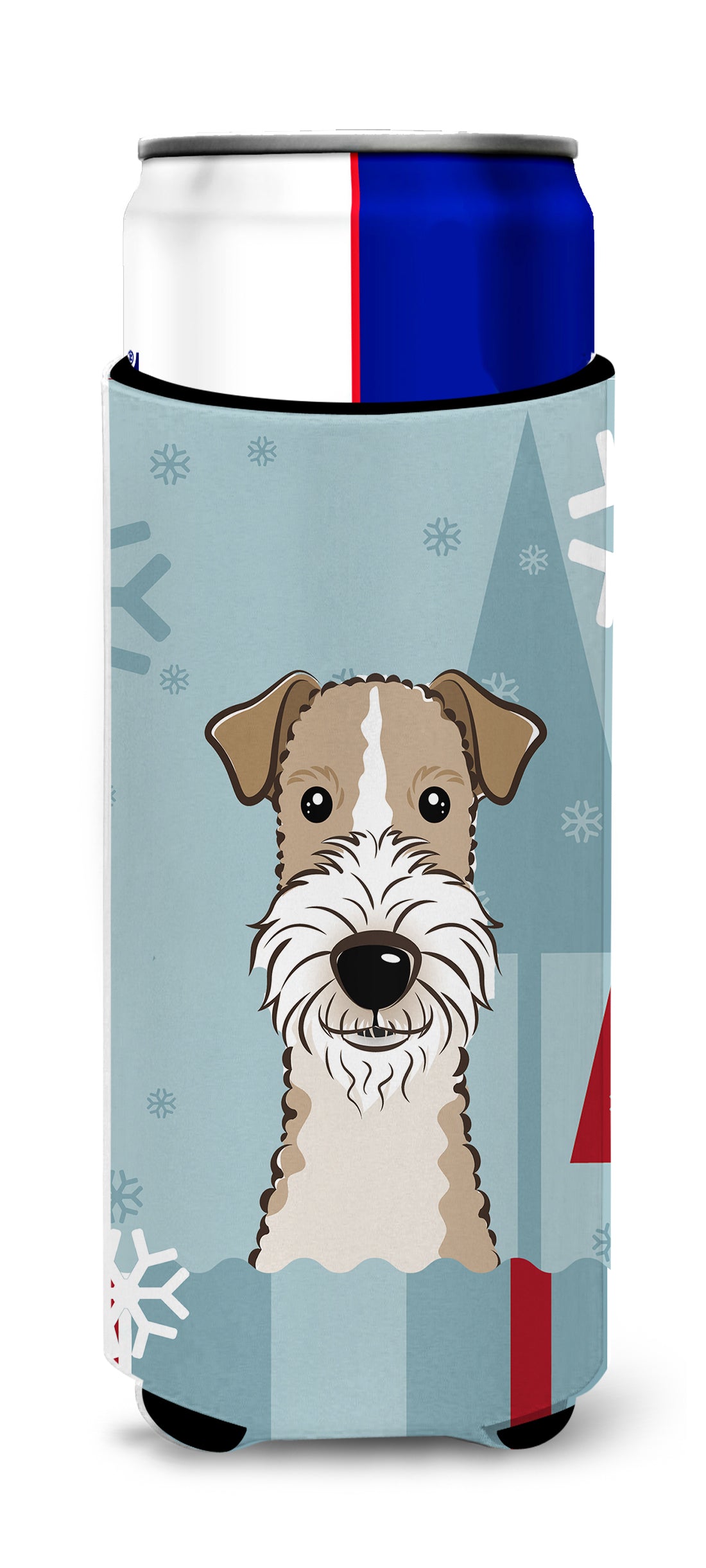 Winter Holiday Wire Haired Fox Terrier Ultra Beverage Insulators for slim cans BB1743MUK  the-store.com.