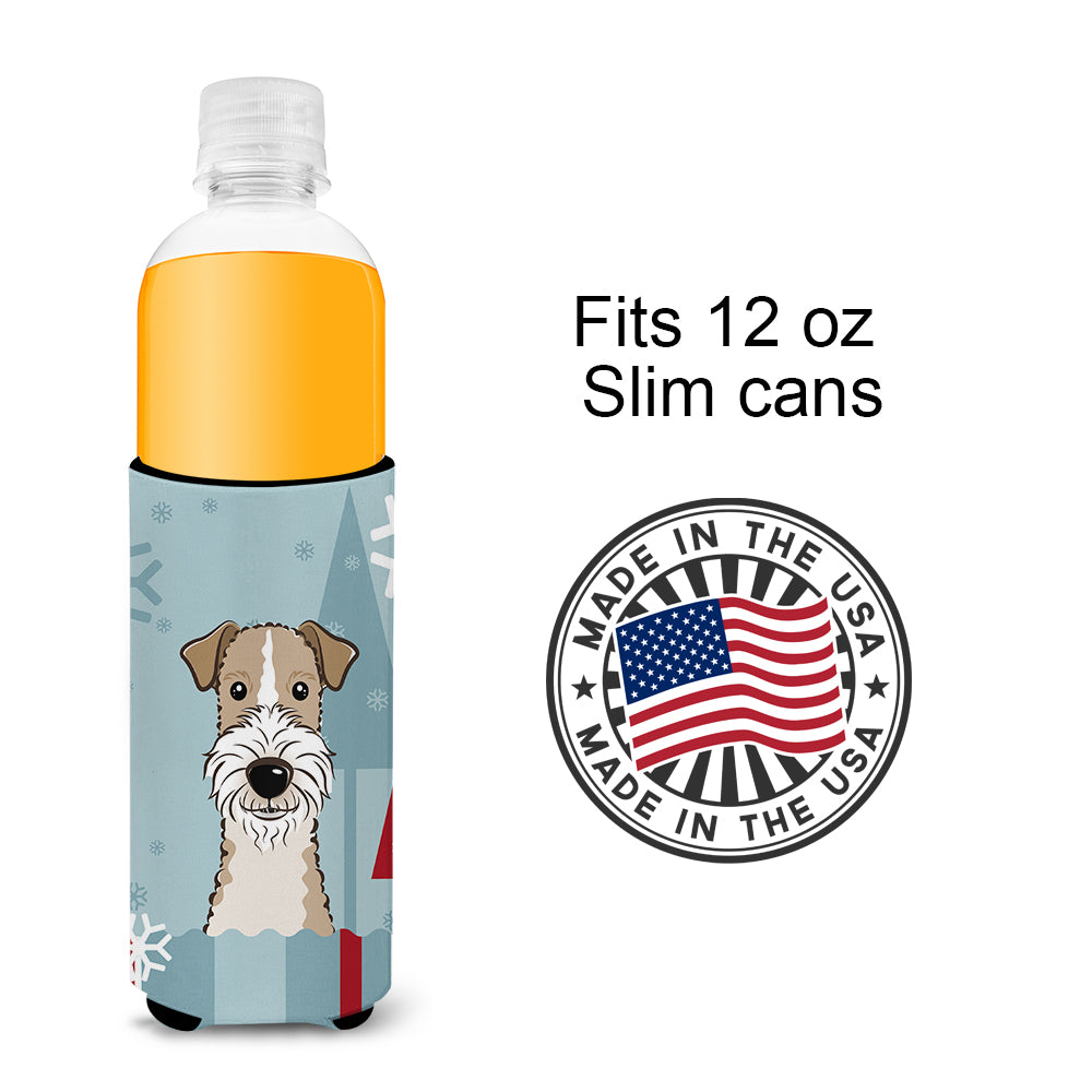Winter Holiday Wire Haired Fox Terrier Ultra Beverage Isolateurs pour canettes minces BB1743MUK
