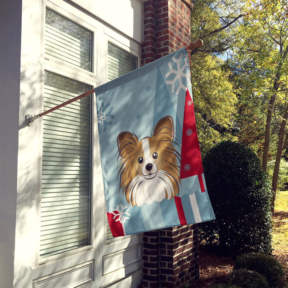Caroline's Treasures Winter Holiday Papillon Flag Canvas House Size BB1744CHF