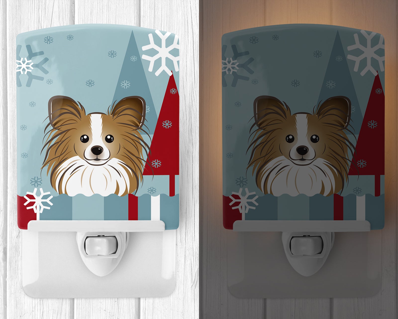 Caroline's Treasures Winter Holiday Papillon Ceramic Night Light BB1744CNL