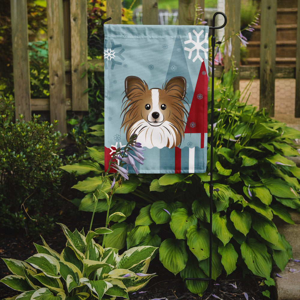Caroline's Treasures Winter Holiday Papillon Garden Flag – Decorative Outdoor Yard Flag BB1744GF
