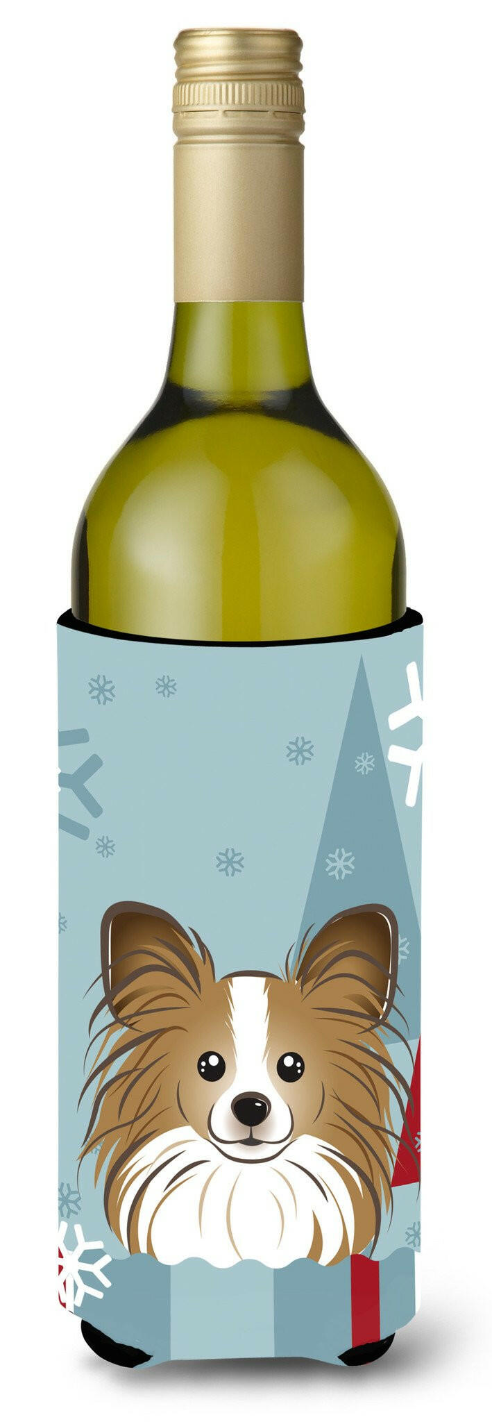 Winter Holiday Papillon Wine Bottle Beverage Insulator Hugger BB1744LITERK by Caroline&#39;s Treasures