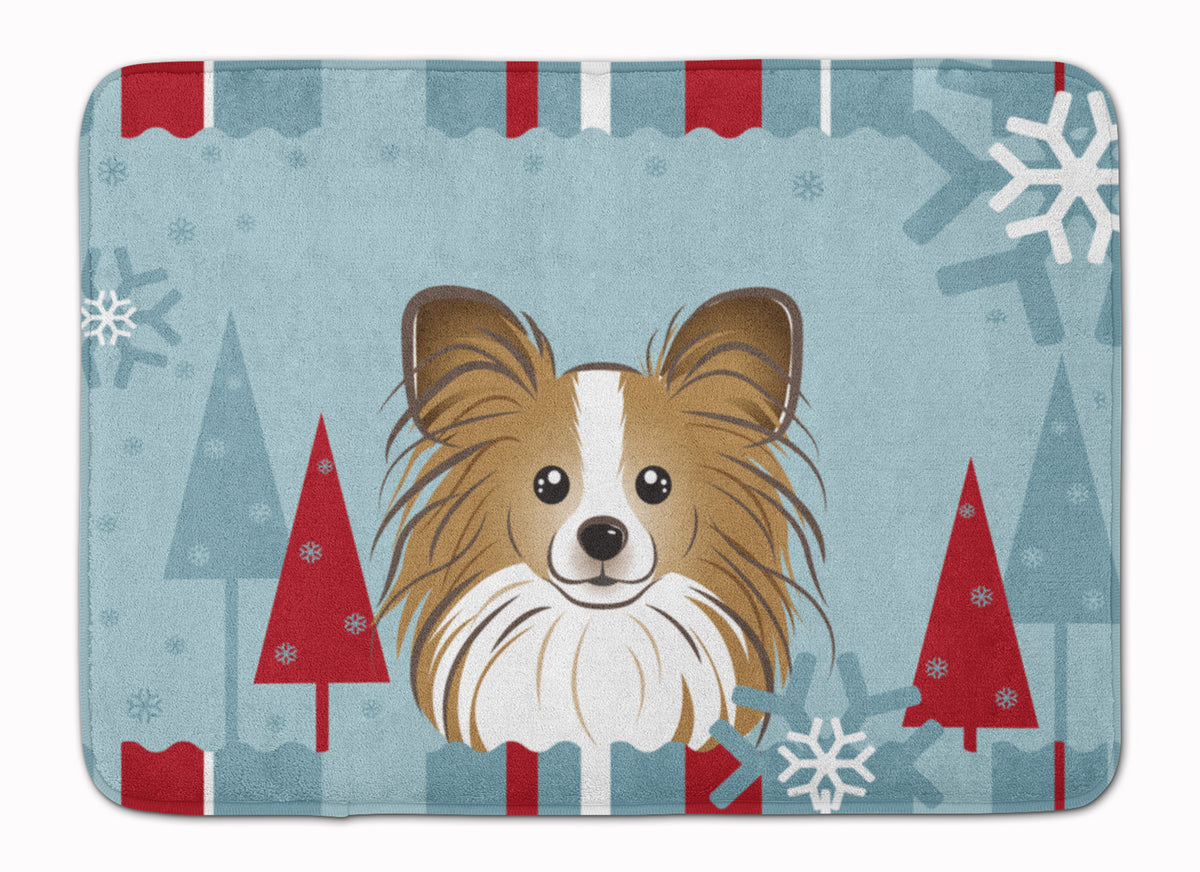 Winter Holiday Papillon Machine Washable Memory Foam Mat BB1744RUG - the-store.com