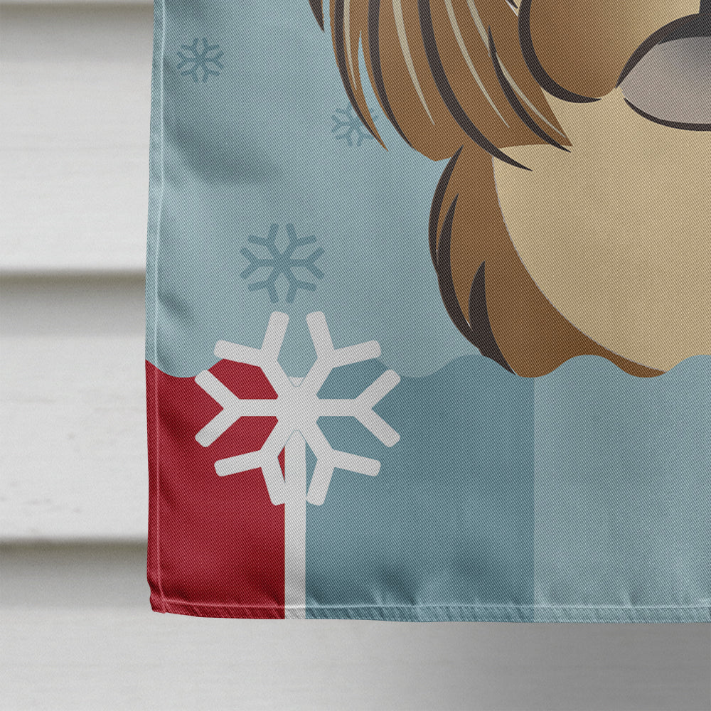 Winter Holiday Chocolate Brown Shih Tzu Flag Canvas House Size BB1745CHF