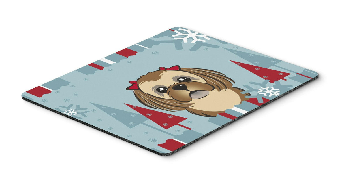 Winter Holiday Chocolate Brown Shih Tzu Mouse Pad, Hot Pad or Trivet BB1745MP by Caroline&#39;s Treasures