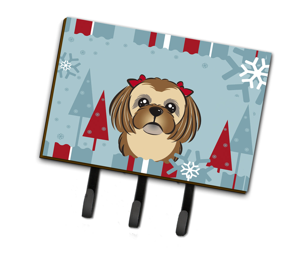 Winter Holiday Chocolate Brown Shih Tzu Leash or Key Holder BB1745TH68  the-store.com.