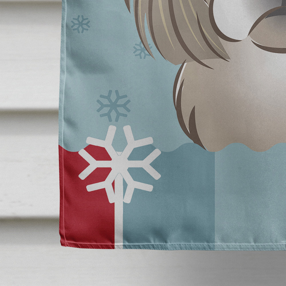 Winter Holiday Gray Silver Shih Tzu Flag Canvas House Size BB1746CHF  the-store.com.
