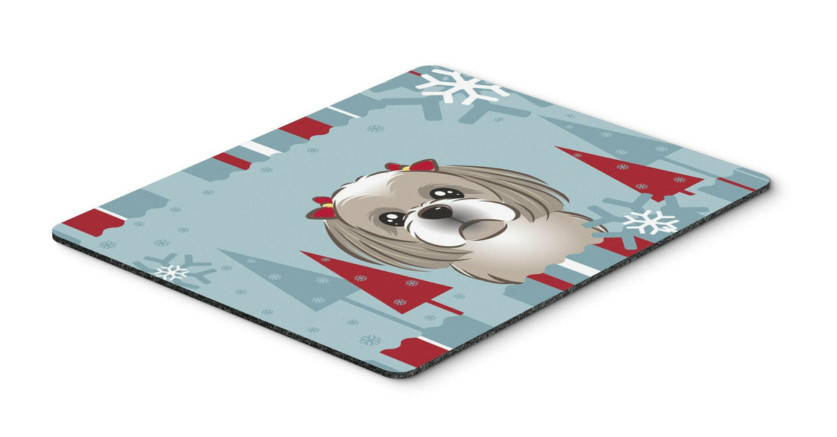 Winter Holiday Gray Silver Shih Tzu Mouse Pad, Hot Pad or Trivet BB1746MP by Caroline&#39;s Treasures