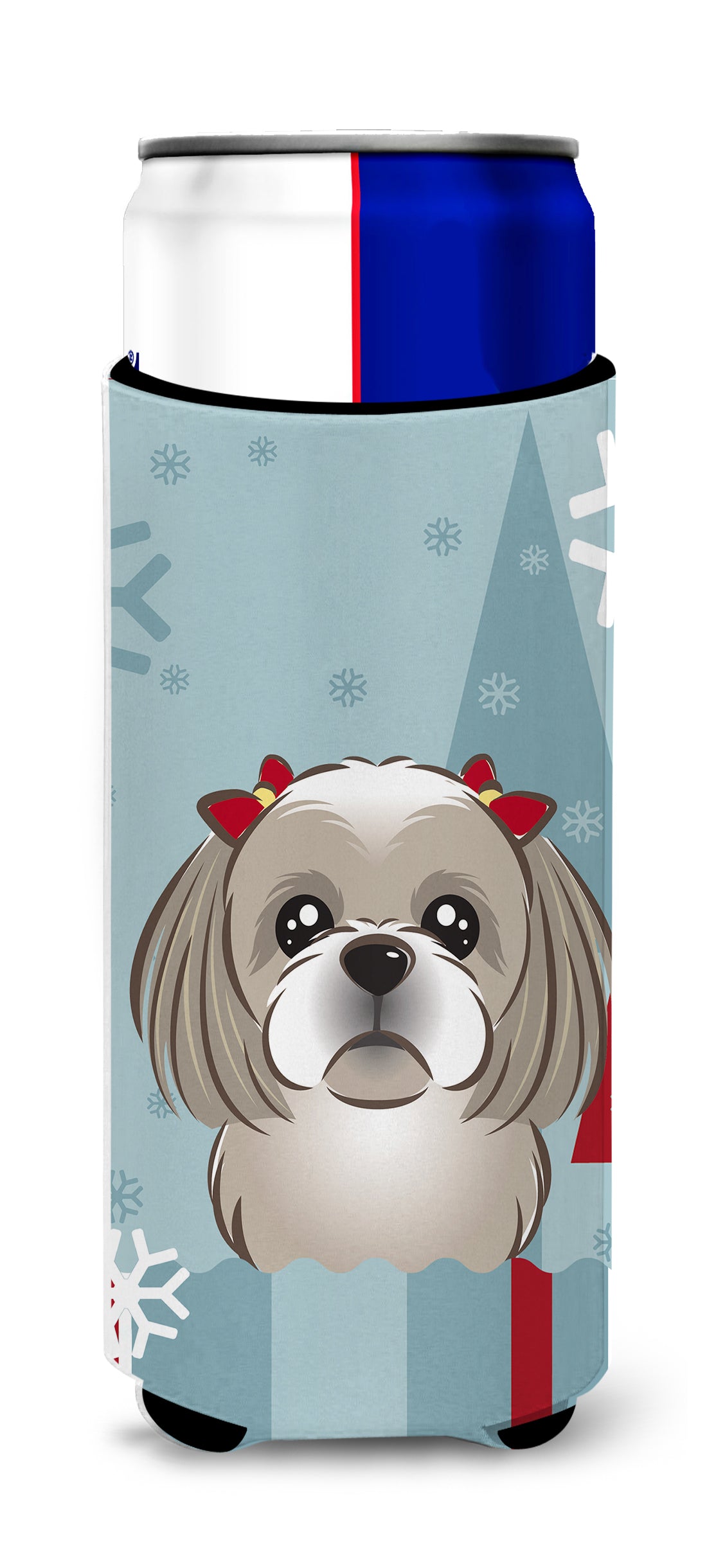 Winter Holiday Grey Silver Shih Tzu Ultra Beverage Isolateurs pour canettes minces BB1746MUK