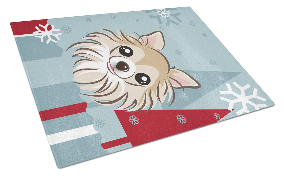 Winter Holiday Chihuahua Glass Cutting Board Large BB1747LCB by Caroline&#39;s Treasures