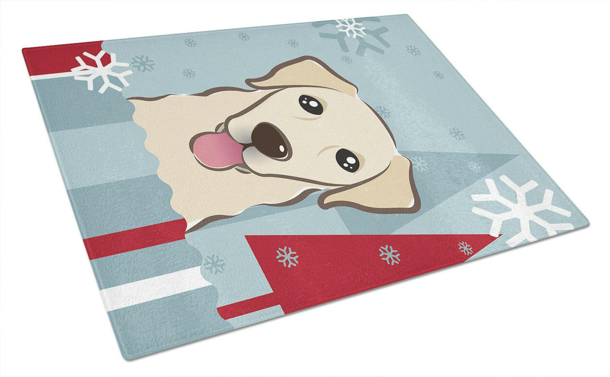 Winter Holiday Golden Retriever Glass Cutting Board Large BB1748LCB by Caroline&#39;s Treasures