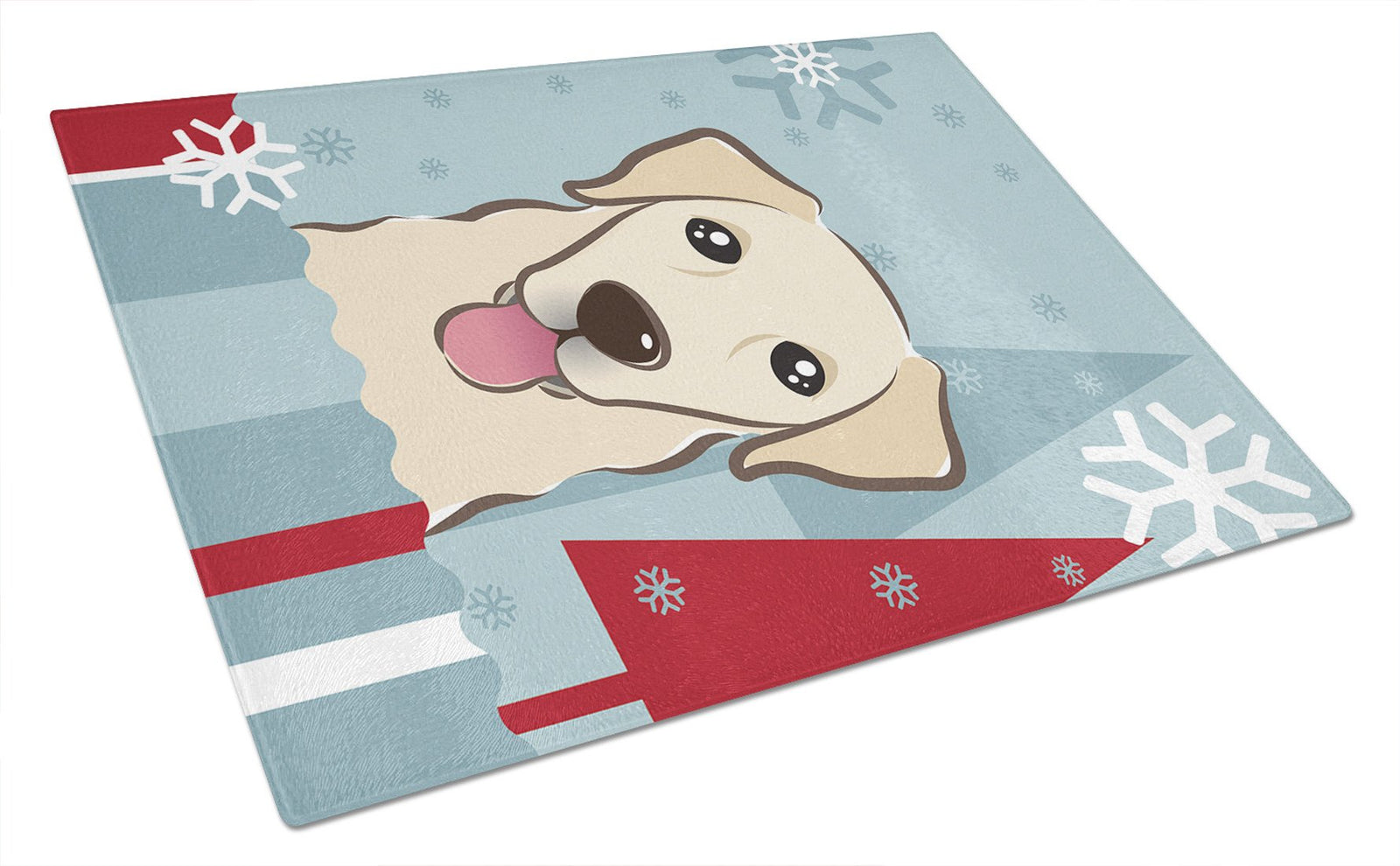 Winter Holiday Golden Retriever Glass Cutting Board Large BB1748LCB by Caroline's Treasures